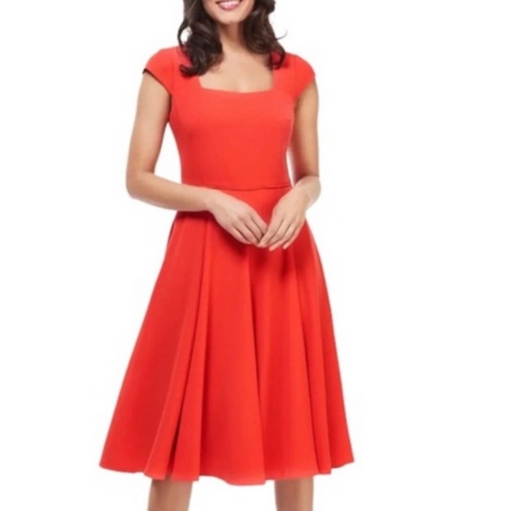 NWT GAL MEETS GLAM Regina Square Neck Fit Flare Dress